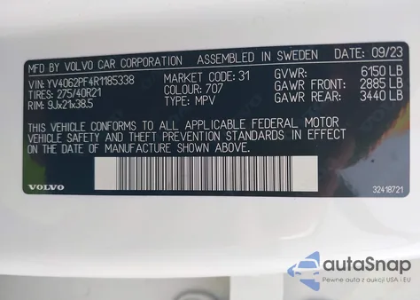 2024 Volvo Xc90 B6 Ultimate Bright Theme 7-Seater z USA, uszkodzony, nr VIN YV4062PF4R1185338